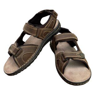 BIÖRNDAL Mens Leather Sandals Size 8 Adjustable Straps Top and Back Memory Foam